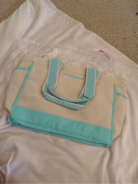 Canvas Tote Bag with Aqua Trim - Women's Beach & Everyday Carry